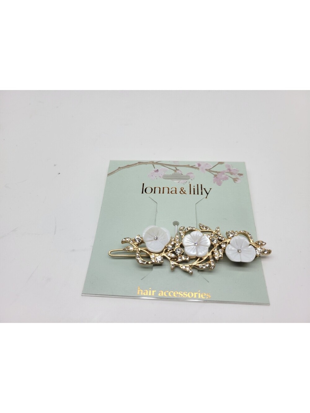 lonna & lilly Gold-Tone Pavé & Mother of Pearl Flower Hair Barrette   **NEW**